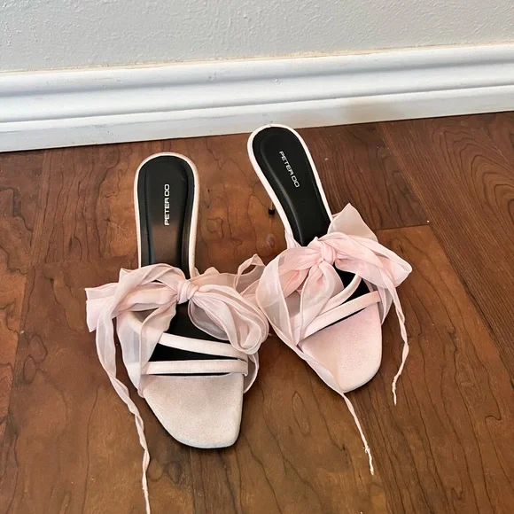 Peter Do women's handkerchief heeled sandals in blush pink Sz 6 - Picture 4 of 5